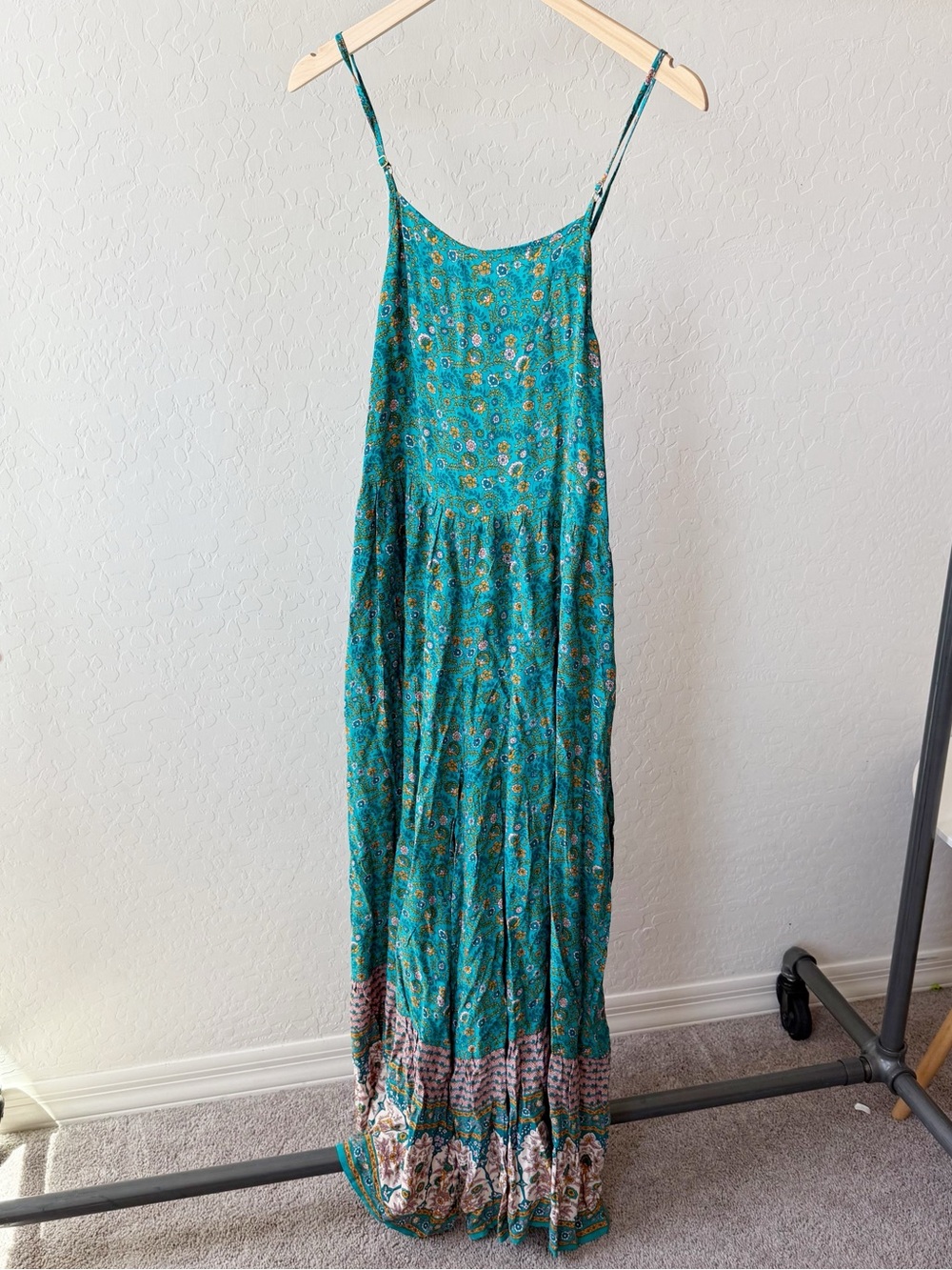 Natural Life Zoe Teal Floral Wide Leg Boho Jumpsuit NWT - Picture 3 of 10